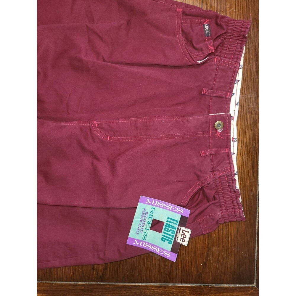 Vtg 80s Lee High Waisted Pants Trousers Burgundy NWT Deadstock Made USA 16 M Mom - Picture 3 of 7